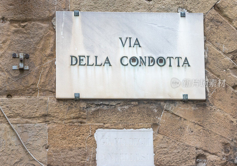 意大利托斯卡纳佛罗伦萨Della Condotta街名标志